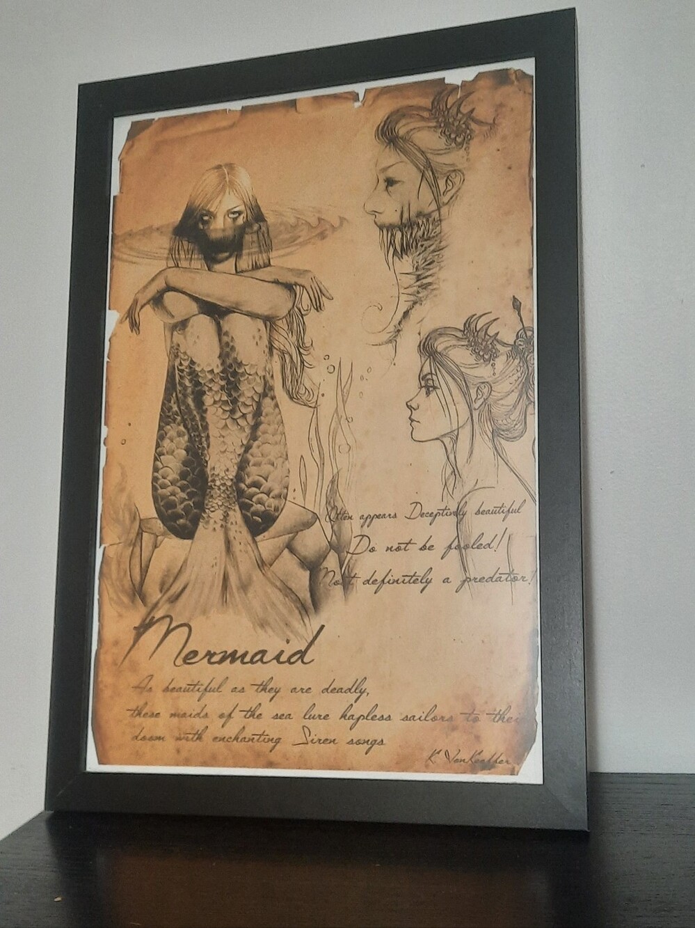 Mermaid Artwork Print in Black Frame